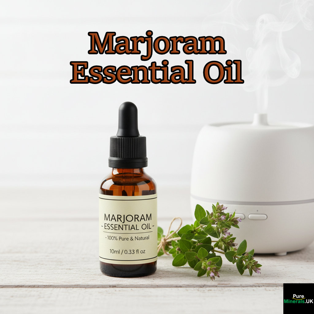A dropper bottle of Marjoram Essential Oil