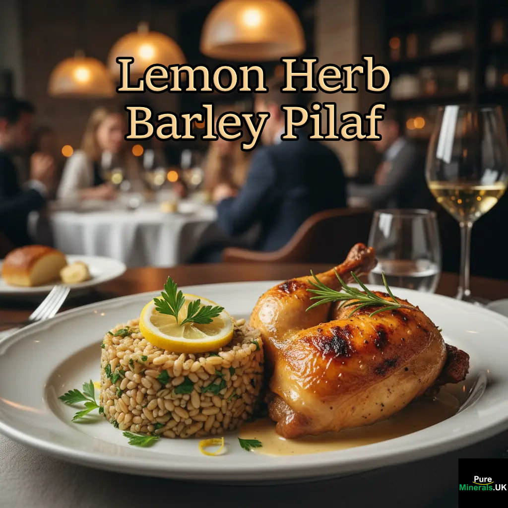 A picture of Lemon Herb Barley Pilaf as a roast chicken side dish.
