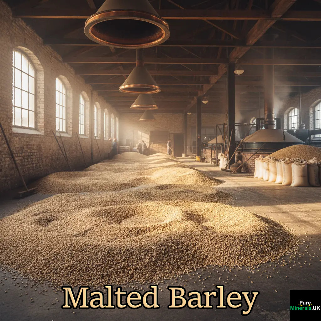 A picture of malted barley in a malting house..
