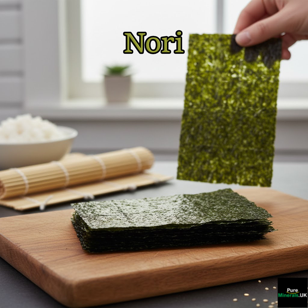 Nori seaweed in a kitchen setting.