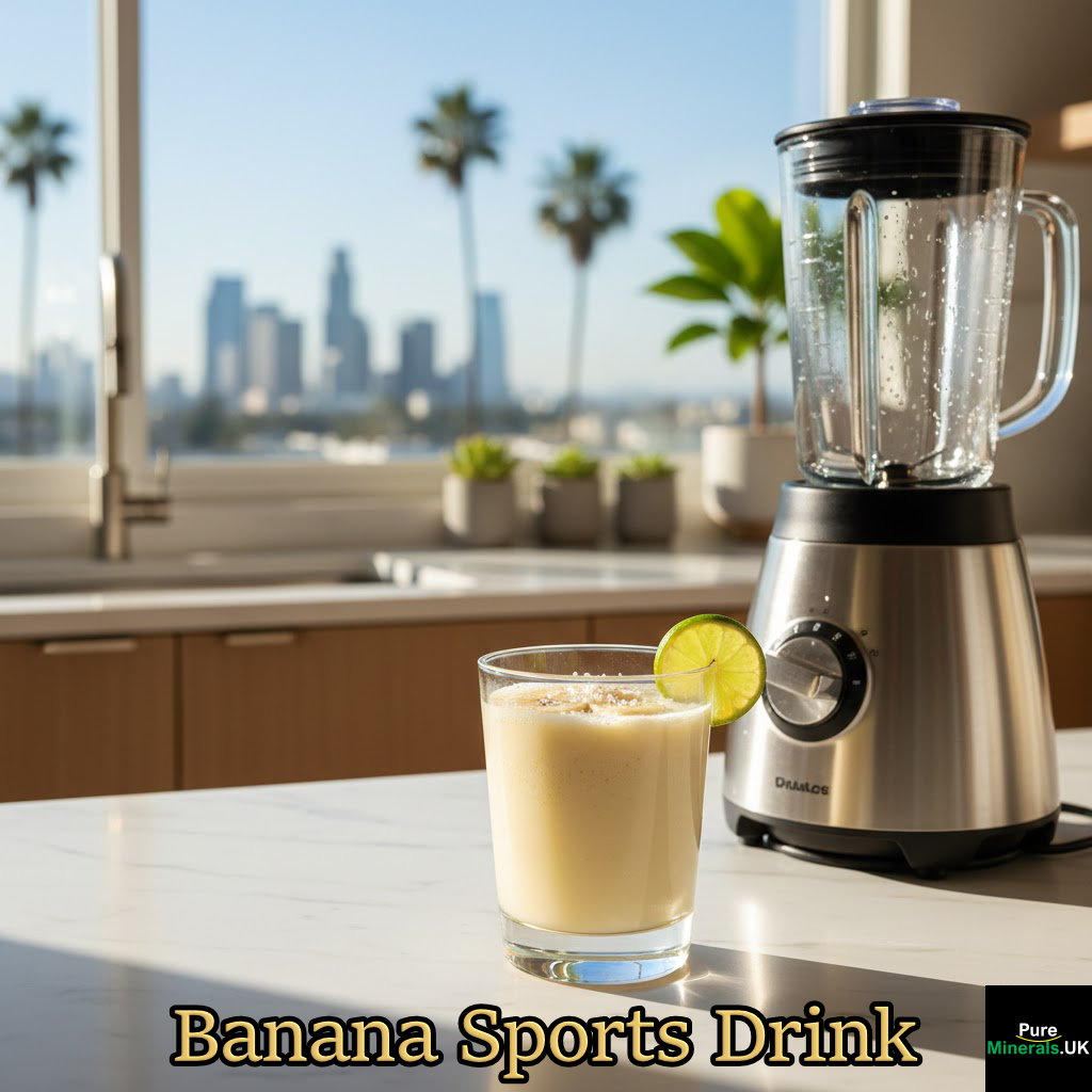 A banana sports drink in a Los Angeles kitchen.