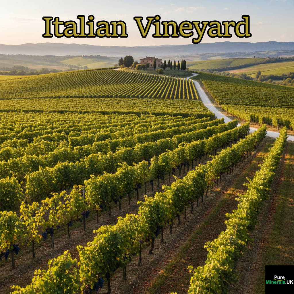 A photo of an Italian vineyard on a sunny day.