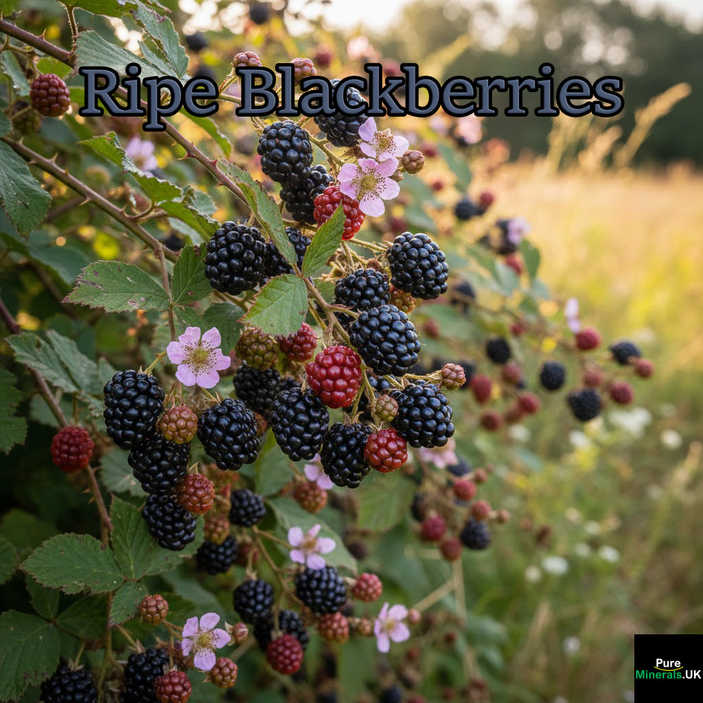 Ripe blackberries ready to be picked during late summer.