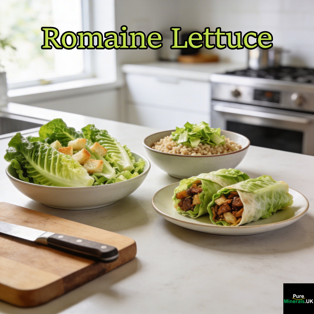 Caesar salad, grain bowl, and romaine lettuce wraps featuring crisp romaine leaves arranged on a kitchen counter.