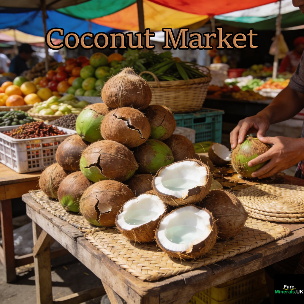 Coconuts are widely sold in outdoor Indonesian markets known locally as pasar tradisional or pasar senggol. Fresh green coconuts are often used for drinking, and mature brown coconuts are available in abundance. It is common for vendors to chop the top off a fresh coconut for immediate consumption.