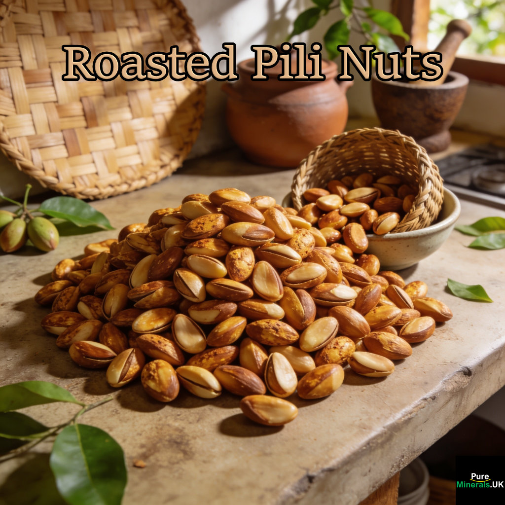 Roasted pili nuts in a Philippine kitchen.