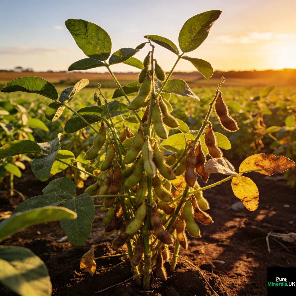 A soybean plant in fruit in the Brazilian Mato Grosso.