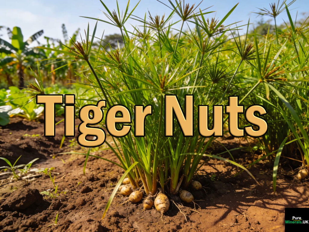 Tiger nuts are small edible tubers from the plant Cyperus esculentus, traditionally consumed in parts of Africa, the Mediterranean, and the Middle East for their naturally sweet flavour and high fibre content. They are cultivated in West Africa (Nigeria, Ghana, Burkina Faso, and Mali) and Spain (specifically the Valencia region).